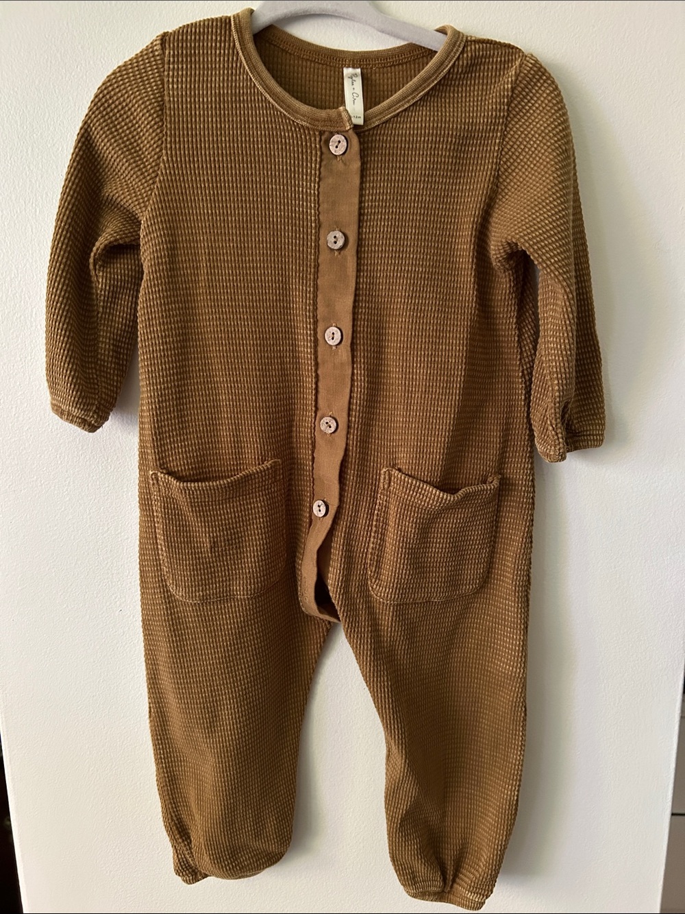 Rylee and Cru Cotton Waffle Knit One-Piece in Brown